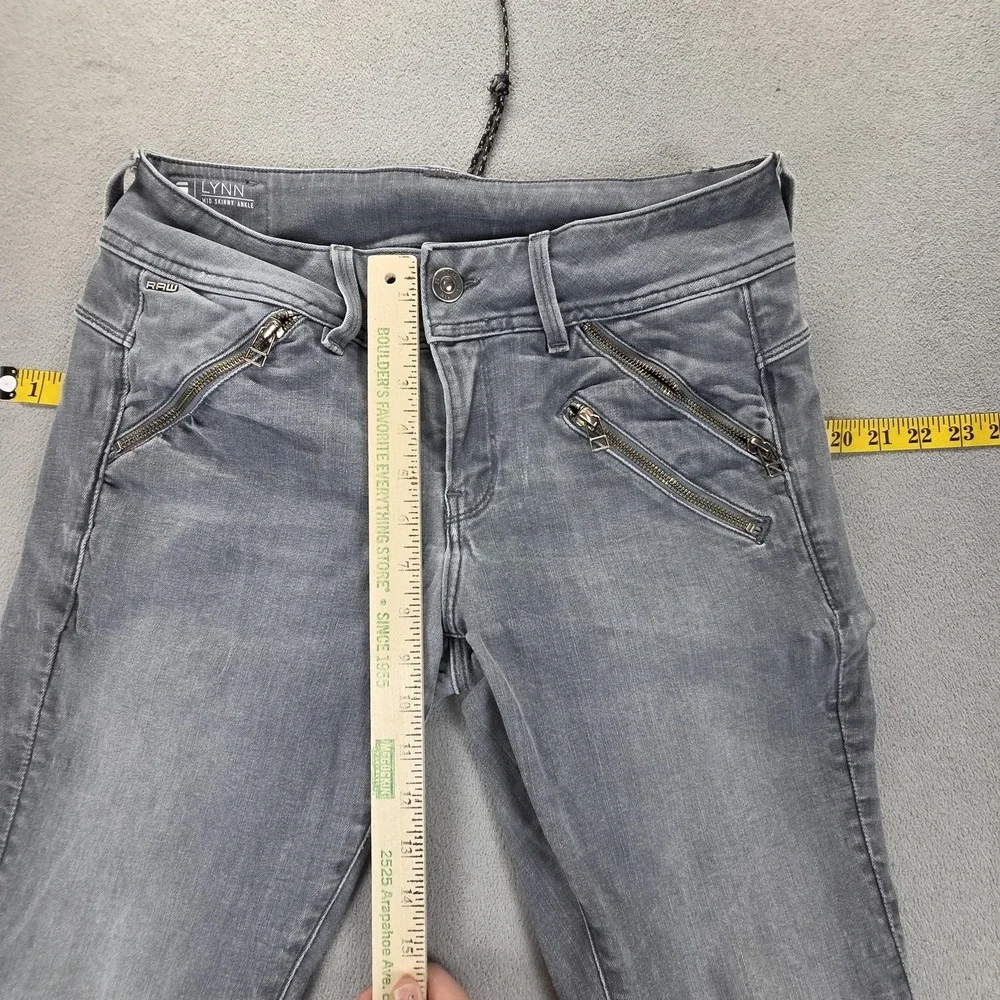 G-Star Raw Lynn Jeans Womens Gray Mid Rise Skinny Ankle Zip‎ Fits 29x28